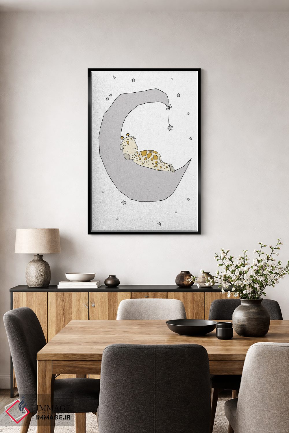 تابلو دکوراتیو رویای ماه زرافه اثر دیزاینز سوییت ملودی - D6B