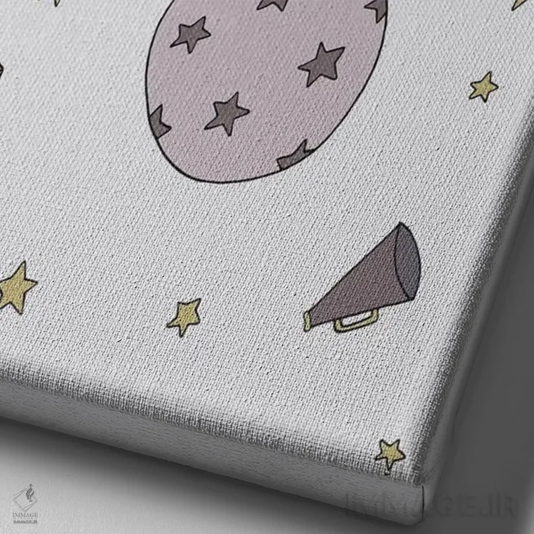 تابلو دکوراتیو رویای سیرک: گورخر و میمون اثر دیزاینز سوییت ملودی - نمای نزدیک بافت بوم