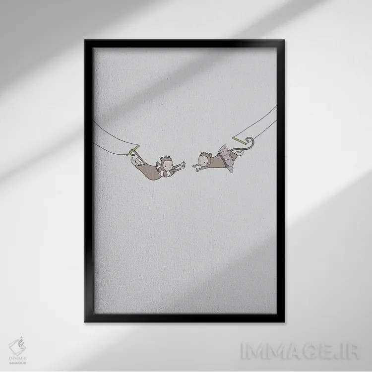 تابلو دکوراتیو رویای سیرک: آکروبات های کوچک اثر دیزاینز سوییت ملودی - نمای قابدار مشکی