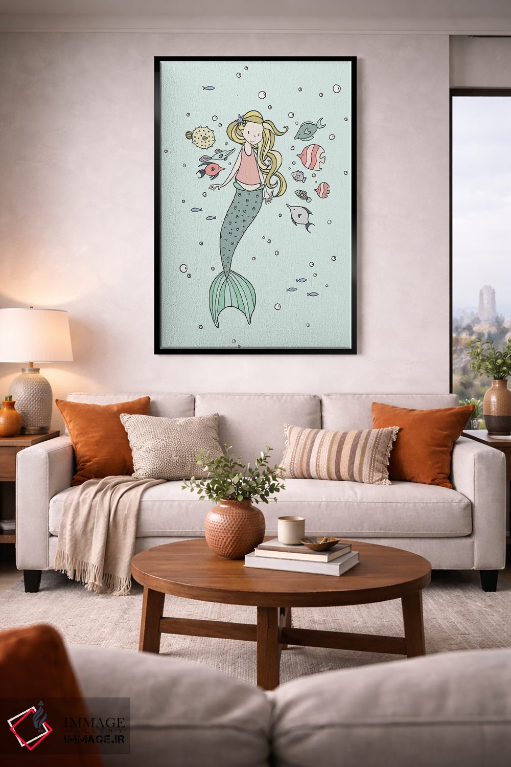 تابلو دکوراتیو پری دریایی و دوستان ماهی اثر دیزاینز سوییت ملودی - D2B
