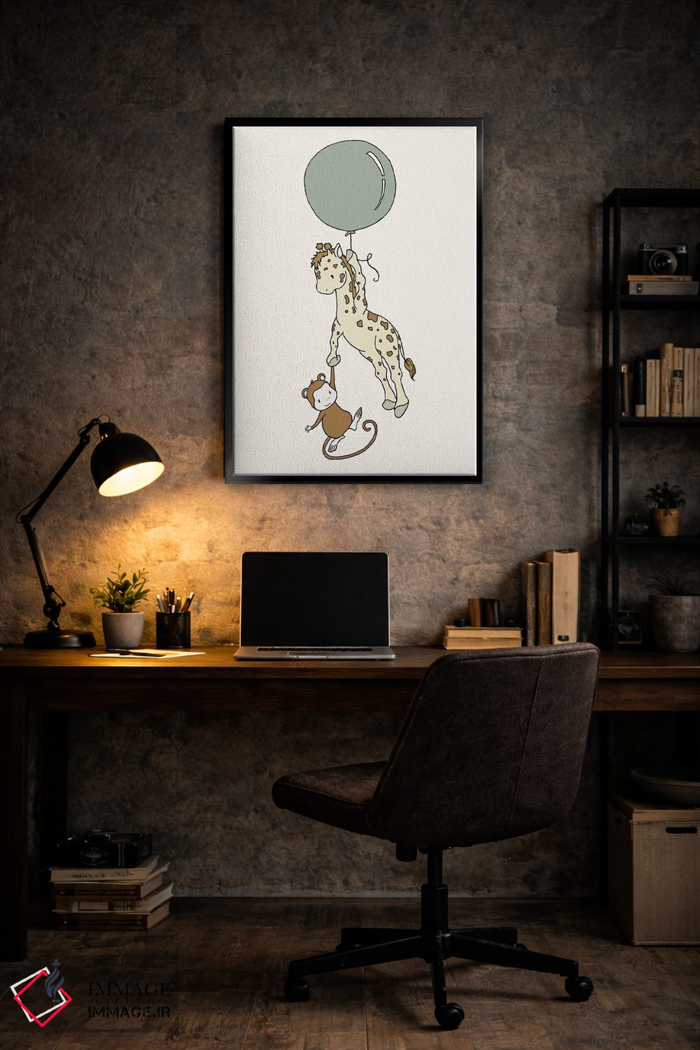 تابلو دکوراتیو بادکنک میمون زرافه اثر دیزاینز سوییت ملودی - D6B
