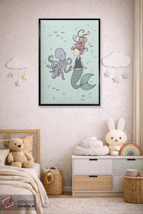 تابلو دکوراتیو پری دریایی و دوستان هشت پا اثر دیزاینز سوییت ملودی - D5B