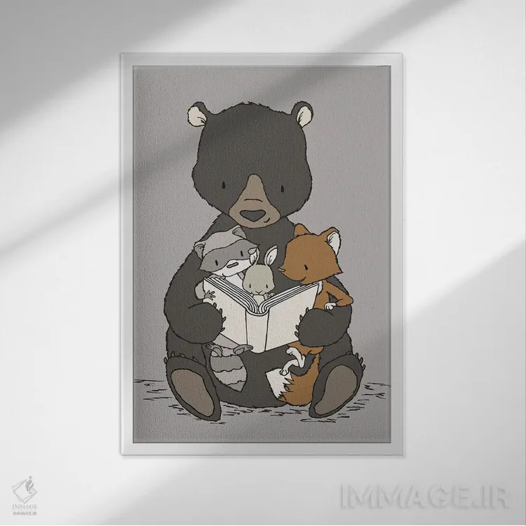 تابلو دکوراتیو داستان گویی در جنگل اثر دیزاینز سوییت ملودی - نمای قابدار سفید