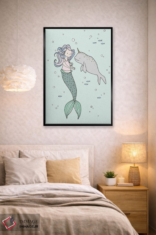 تابلو دکوراتیو پری دریایی و دوستان نروال اثر دیزاینز سوییت ملودی - D3B