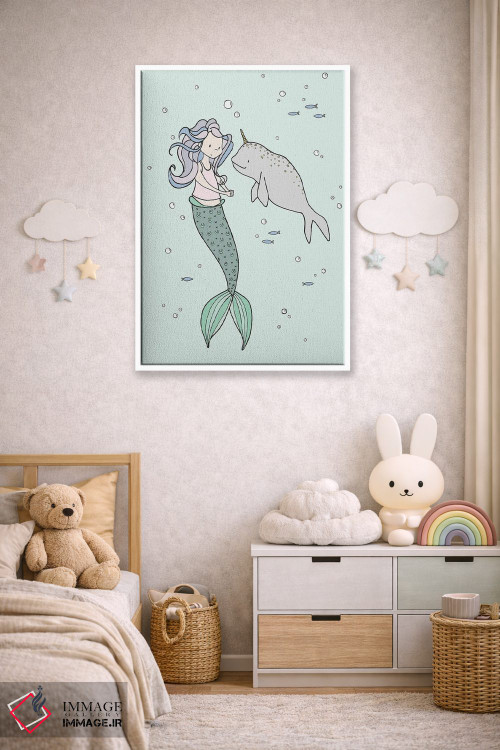 تابلو دکوراتیو پری دریایی و دوستان نروال اثر دیزاینز سوییت ملودی - D5W