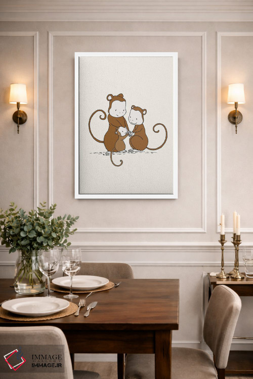 تابلو دکوراتیو خانواده میمون اثر دیزاینز سوییت ملودی - D1W