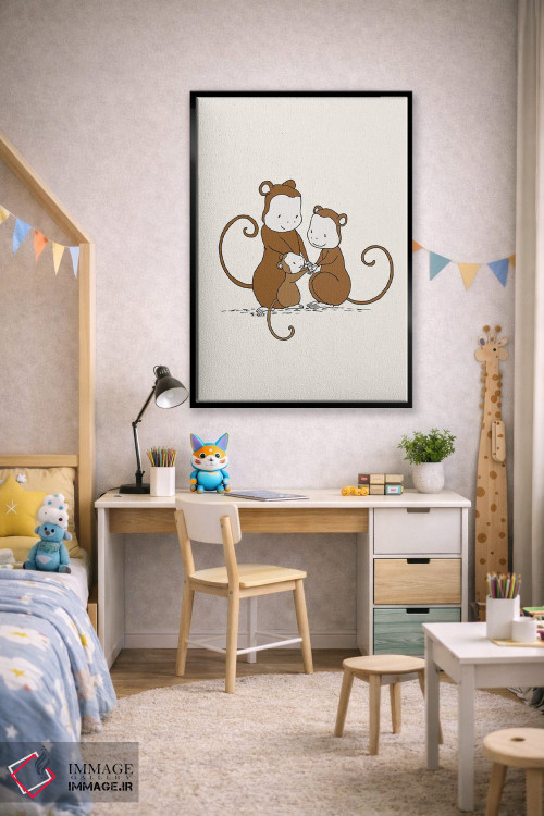 تابلو دکوراتیو خانواده میمون اثر دیزاینز سوییت ملودی - D2B