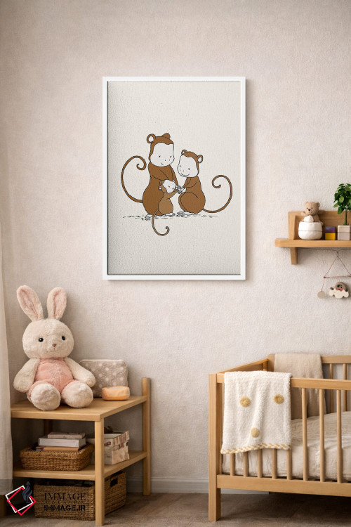 تابلو دکوراتیو خانواده میمون اثر دیزاینز سوییت ملودی - D3W