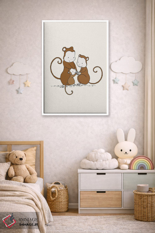 تابلو دکوراتیو خانواده میمون اثر دیزاینز سوییت ملودی - D4W