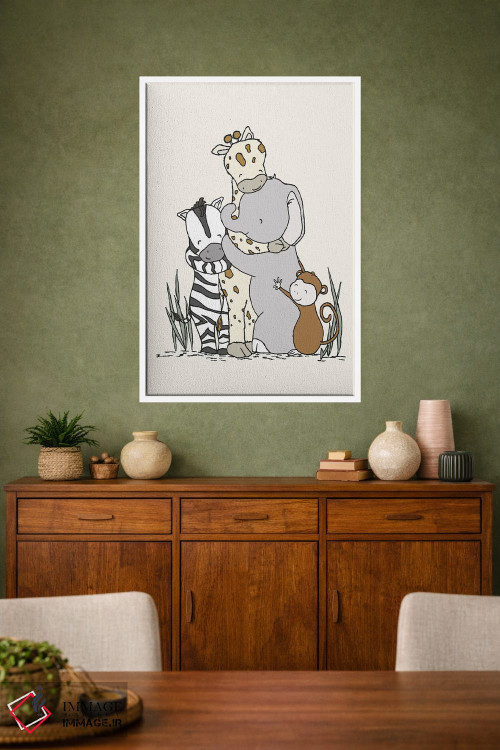 تابلو دکوراتیو آغوش گروهی سافاری اثر دیزاینز سوییت ملودی - D1W