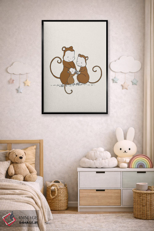 تابلو دکوراتیو خانواده میمون اثر دیزاینز سوییت ملودی - D6B