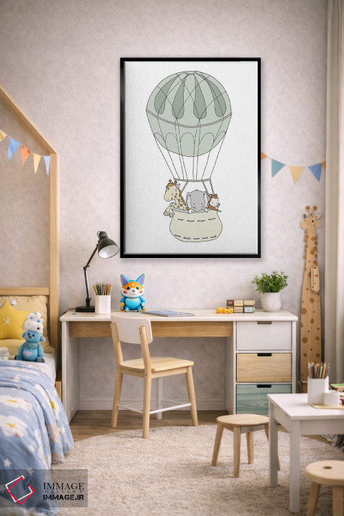 تابلو دکوراتیو بالون هوای گرم سافاری اثر دیزاینز سوییت ملودی - D2B