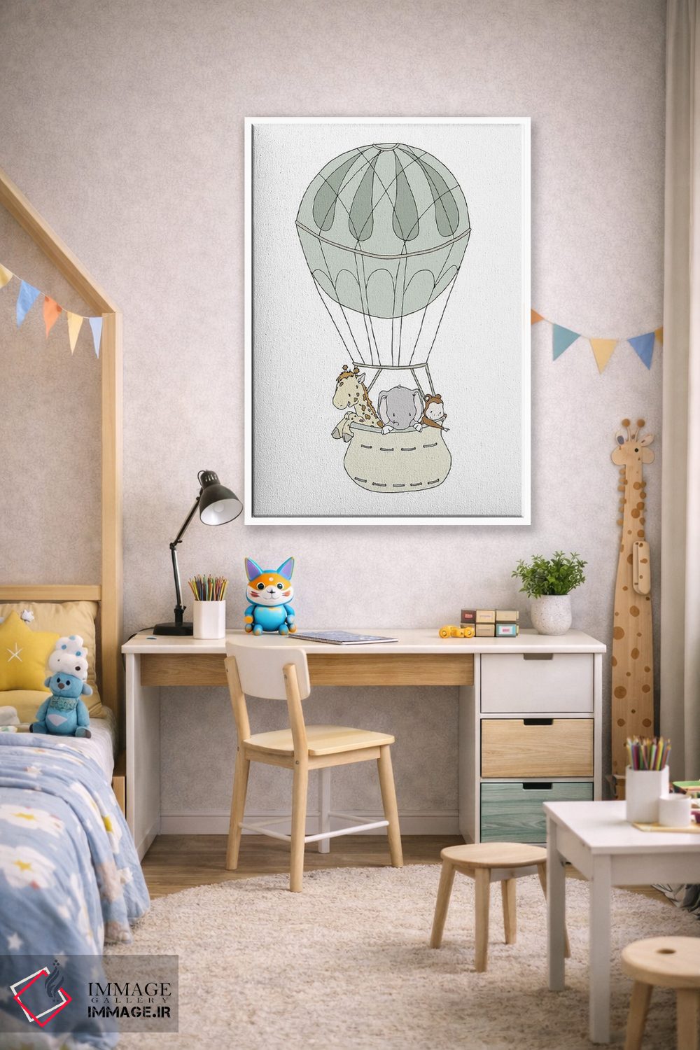 تابلو دکوراتیو بالون هوای گرم سافاری اثر دیزاینز سوییت ملودی - D1W