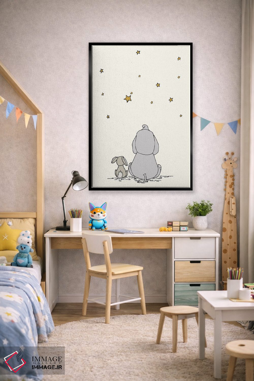 تابلو دکوراتیو فیل و خرگوش آرزو می کنند اثر دیزاینز سوییت ملودی - D3B