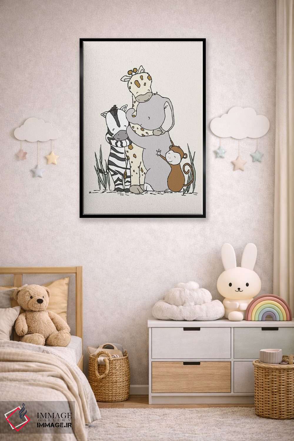 تابلو دکوراتیو آغوش گروهی سافاری اثر دیزاینز سوییت ملودی - D6B