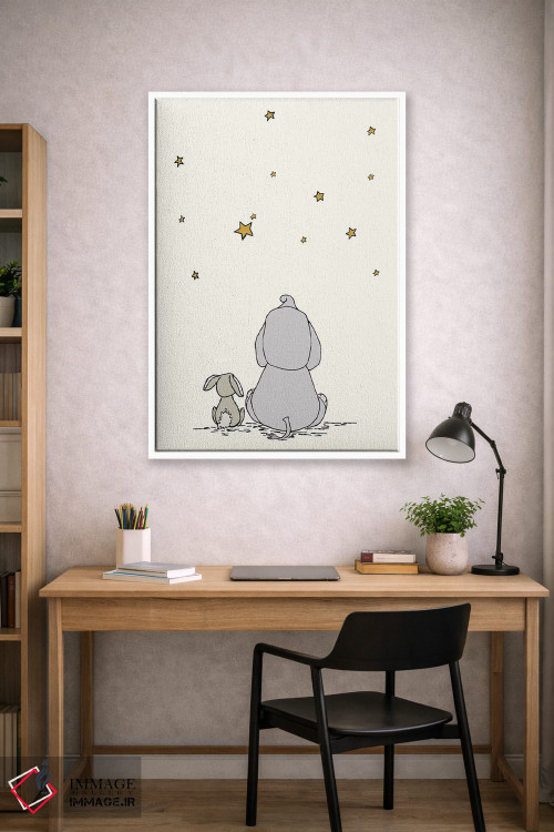 تابلو دکوراتیو فیل و خرگوش آرزو می کنند اثر دیزاینز سوییت ملودی - D2W