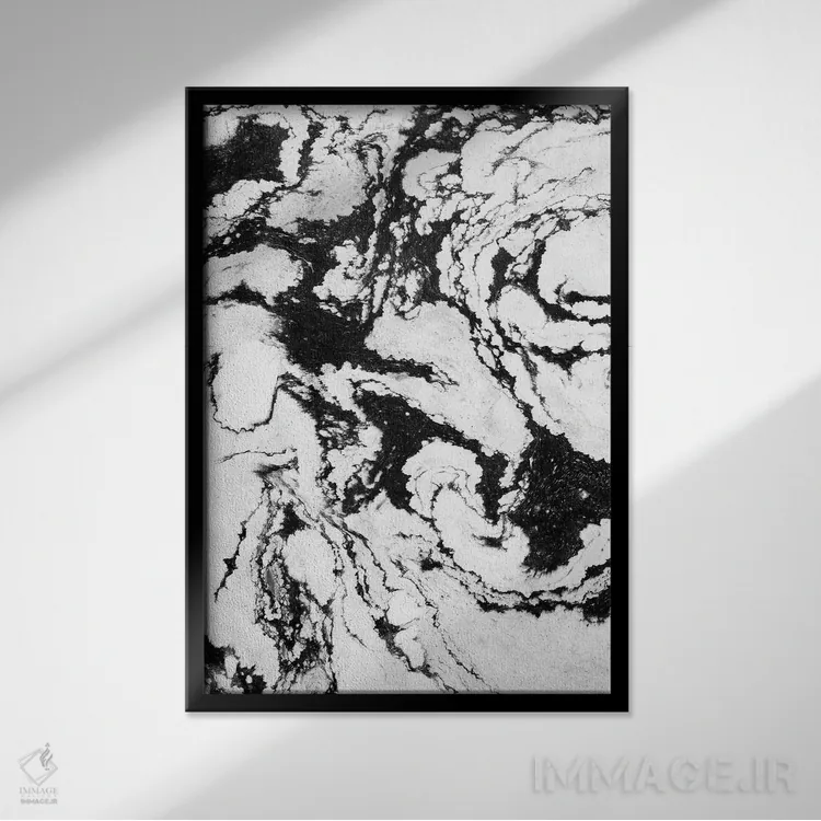 تابلو انتزاعی گوی مرمر شماره ۵ اثر ملیسا سلمین - نمای قابدار مشکی