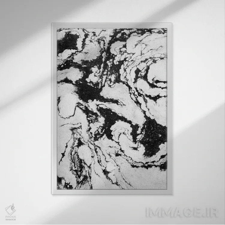 تابلو انتزاعی گوی مرمر شماره ۵ اثر ملیسا سلمین - نمای قابدار سفید