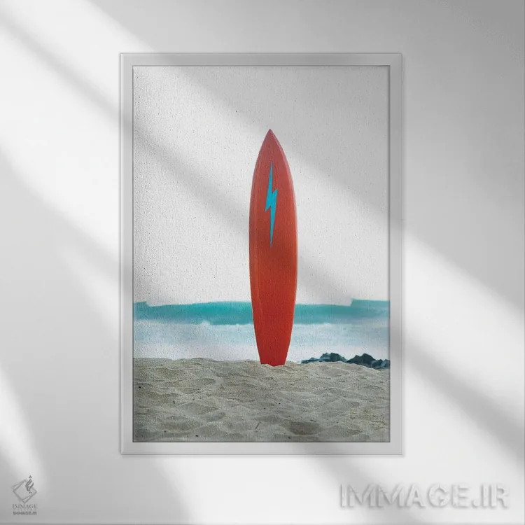 تابلو دکوراتیو رعد و برق نارنجی اثر شان دیوی - نمای قابدار سفید