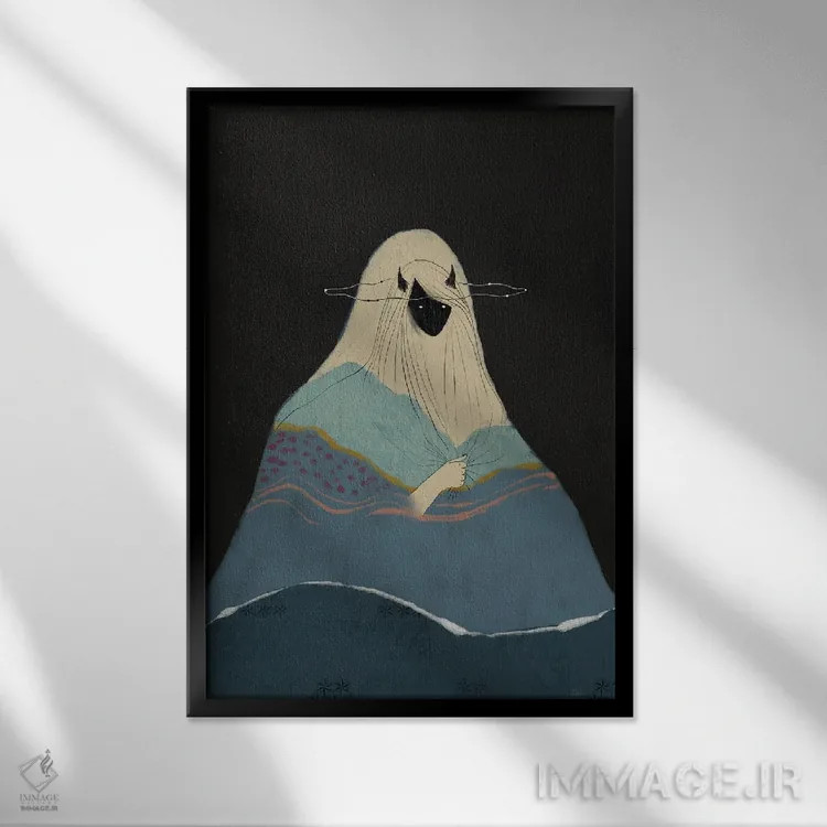 تابلو دکوراتیو دختر در کوهستان اثر سوییت اومنز - نمای قابدار مشکی