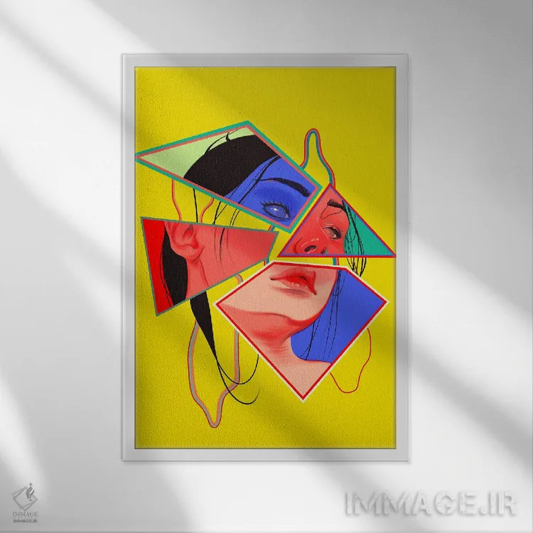 تابلو دکوراتیو تکه اثر سارا لی - نمای قابدار سفید