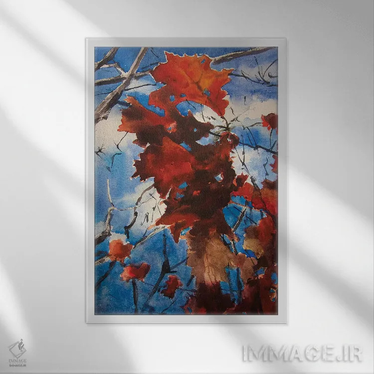 تابلو دکوراتیو درخت شعله اثر سارا یئومن - نمای قابدار سفید