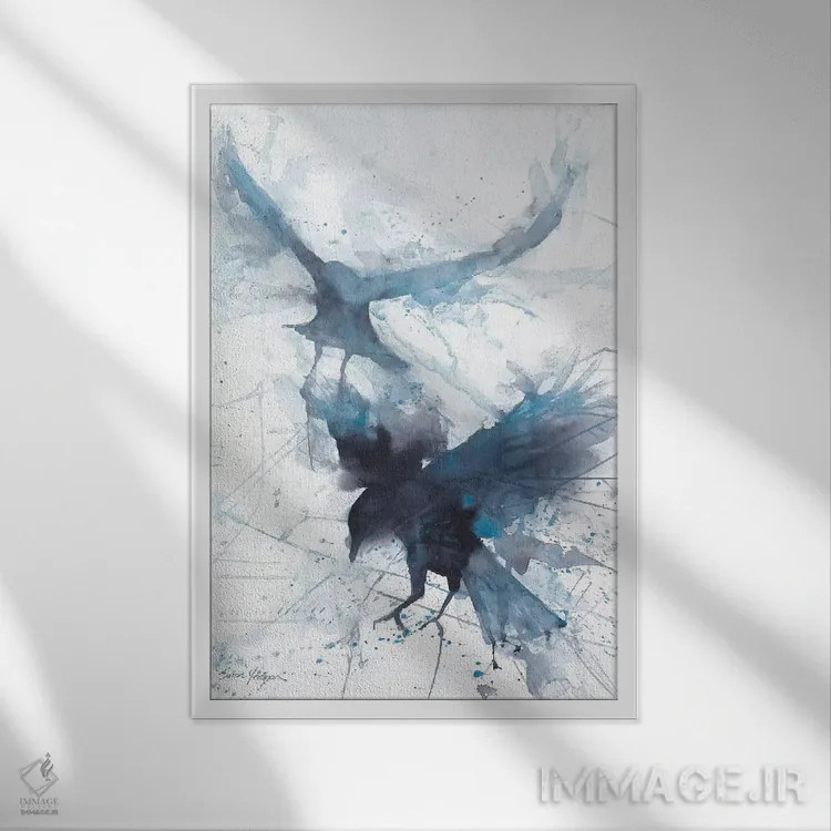 تابلو دکوراتیو اینجا و آنجا اثر سارا یئومن - نمای قابدار سفید