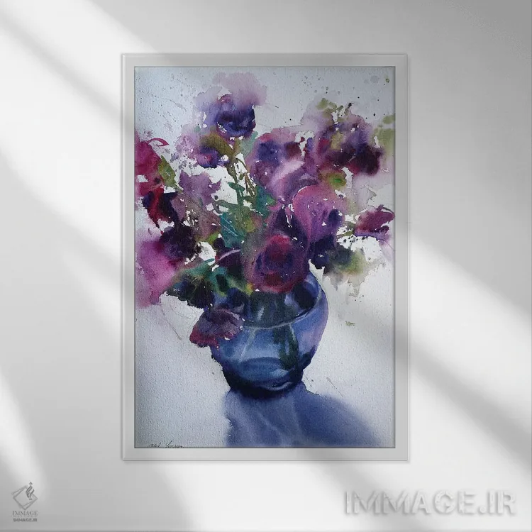 تابلو دکوراتیو لیسیانتوس اثر سارا یئومن - نمای قابدار سفید