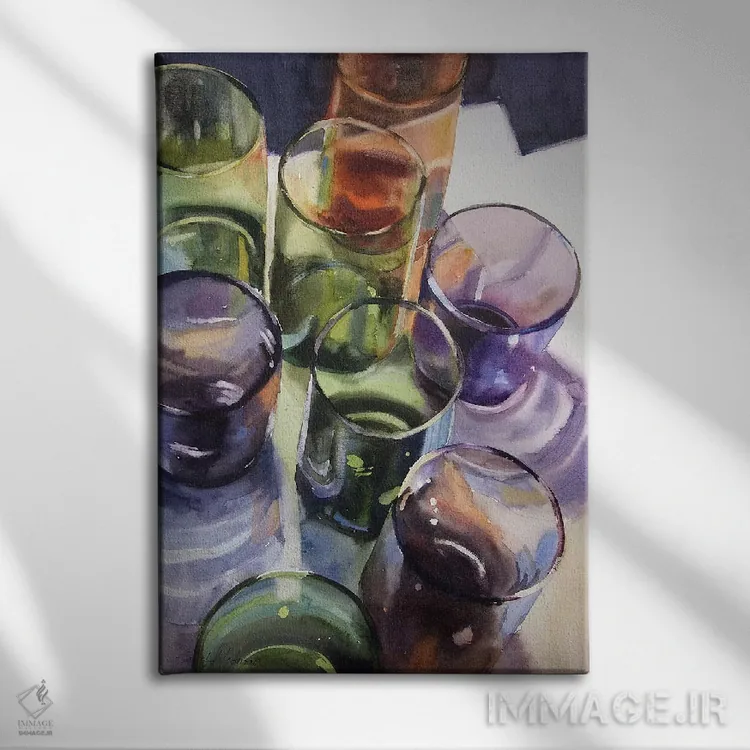 تابلو دکوراتیو سایه ها و نور اثر سارا یئومن - نمای روبهرو روی دیوار