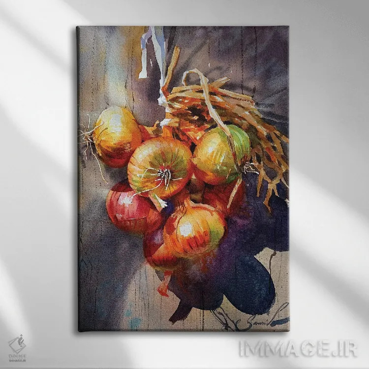 تابلو دکوراتیو دسته پیاز اثر سمیرا یانوشکوا - نمای روبهرو روی دیوار