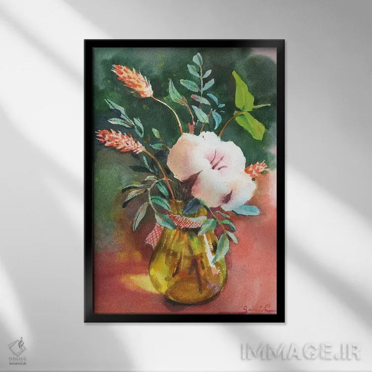 تابلو دکوراتیو دسته گل اثر سمیرا یانوشکوا - نمای قابدار مشکی