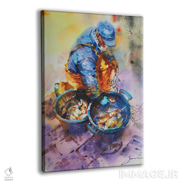 تابلو دکوراتیو ماهیگیر اثر سمیرا یانوشکوا - نمای پرسپکتیو محصول