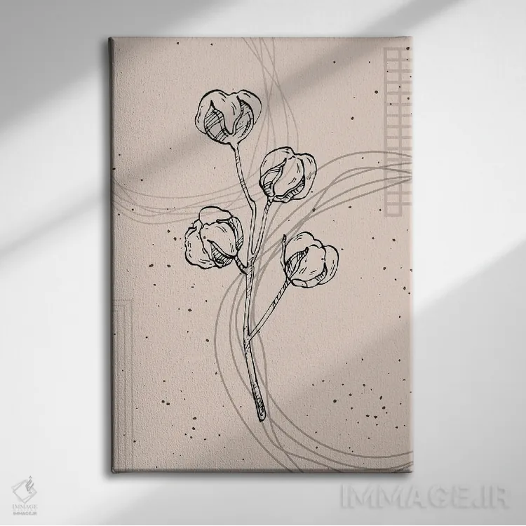 تابلو مینیمال پنبه مینیمال، نقاشی دستی اثر سمیرا یانوشکوا - نمای روبهرو روی دیوار