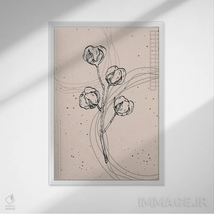 تابلو مینیمال پنبه مینیمال، نقاشی دستی اثر سمیرا یانوشکوا - نمای قابدار سفید