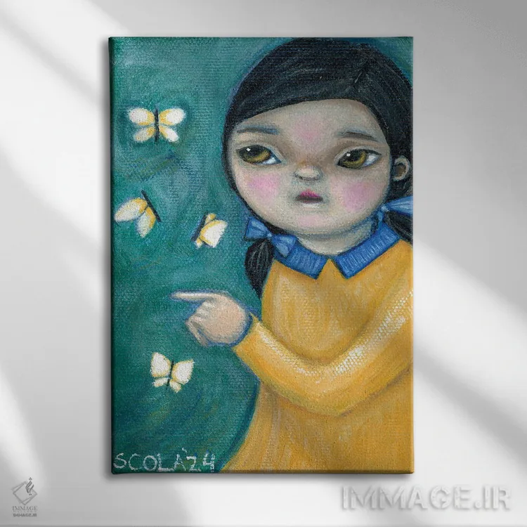 تابلو دکوراتیو پروانه ها اثر سیلویا کولاساکو - نمای روبهرو روی دیوار