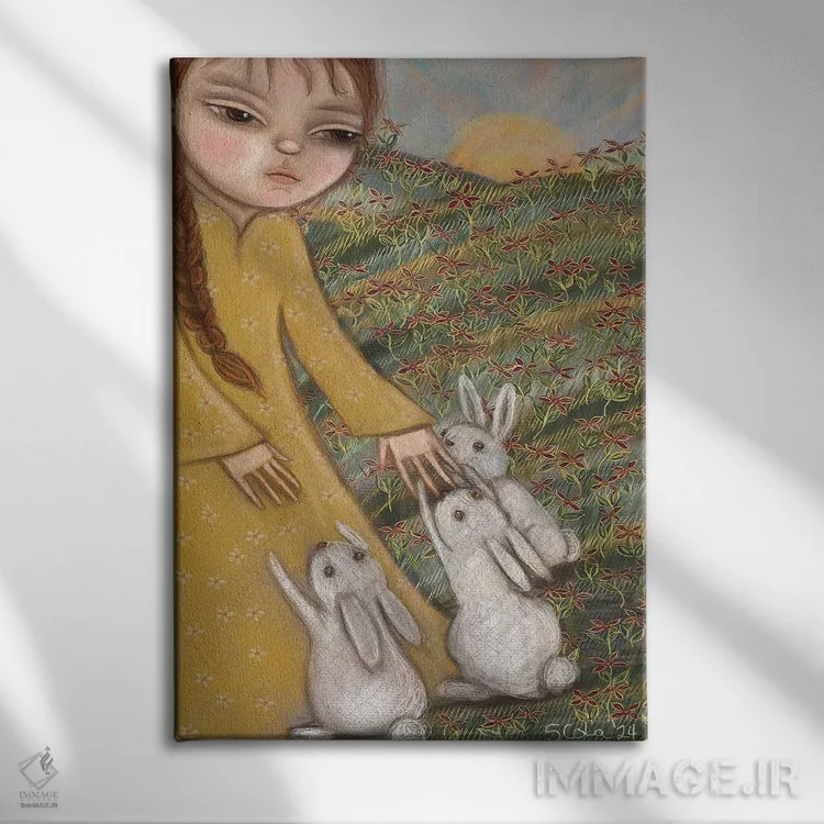 تابلو دکوراتیو دختر دشت اثر سیلویا کولاساکو - نمای روبهرو روی دیوار