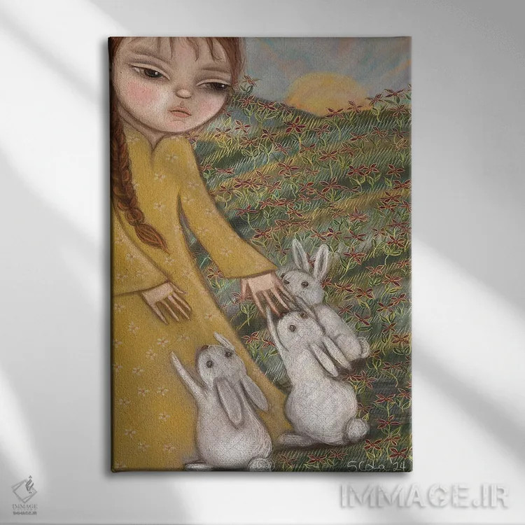 تابلو دکوراتیو دختر دشت اثر سیلویا کولاساکو - نمای روبهرو روی دیوار
