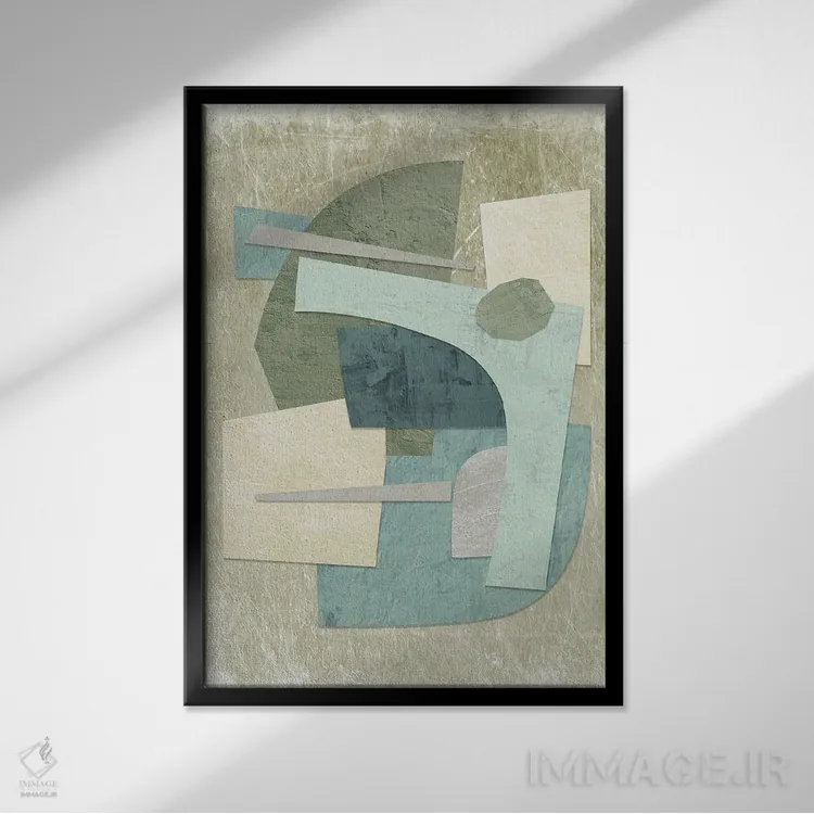 تابلو انتزاعی کلاژ اواسط قرن I اثر سوزان نیکول - نمای قابدار مشکی