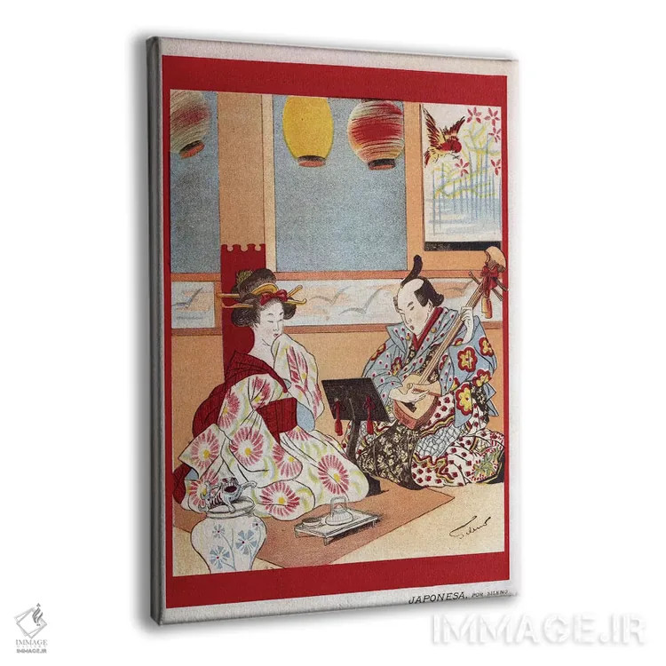 تابلو دکوراتیو تصویر برگرفته از مجله موسیقی ژاپنی سال ۱۸۹۸ اثر آرشیو تبلیغات - نمای پرسپکتیو محصول