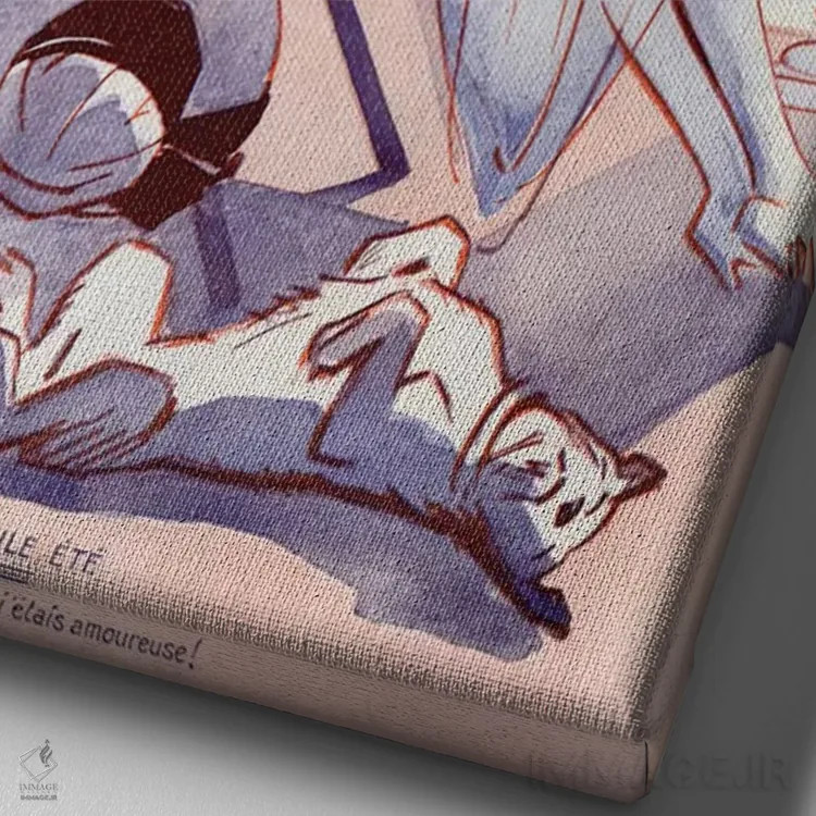 تابلو دکوراتیو روی جلد مجله لا وی پاریزین ۱۹۲۰ اثر رنه پرژلان - نمای نزدیک بافت بوم