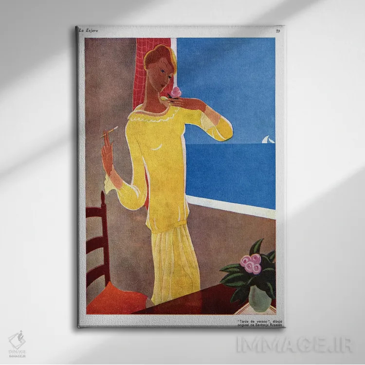 تابلو دکوراتیو تصویر صفحه مجله لا اسفرا دهه ۱۹۲۰ اثر آرشیو تبلیغات - نمای روبهرو روی دیوار