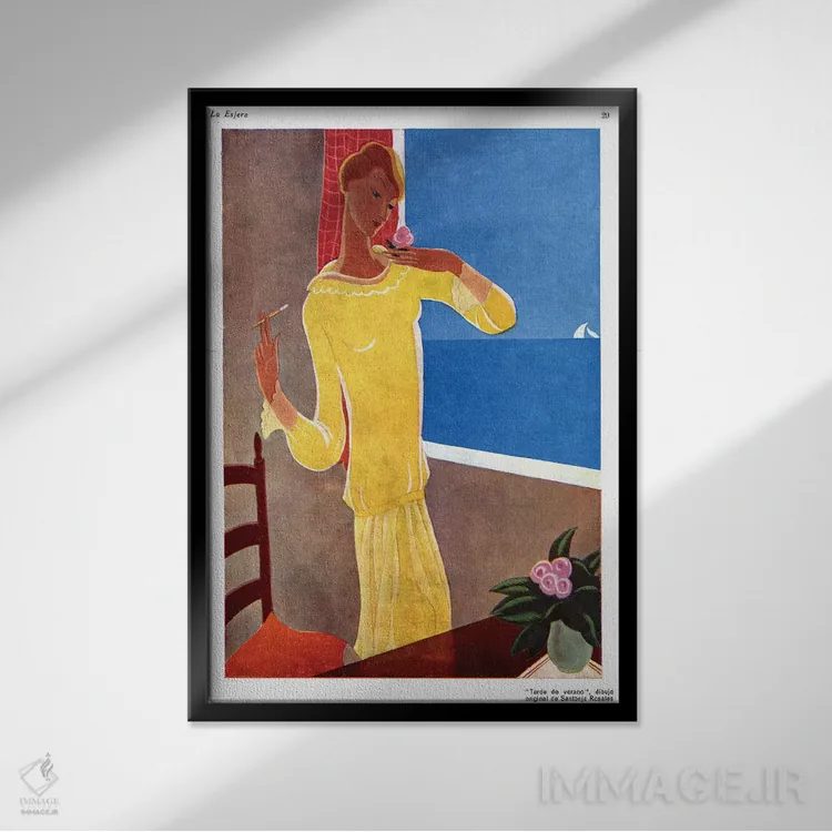 تابلو دکوراتیو تصویر صفحه مجله لا اسفرا دهه ۱۹۲۰ اثر آرشیو تبلیغات - نمای قابدار مشکی
