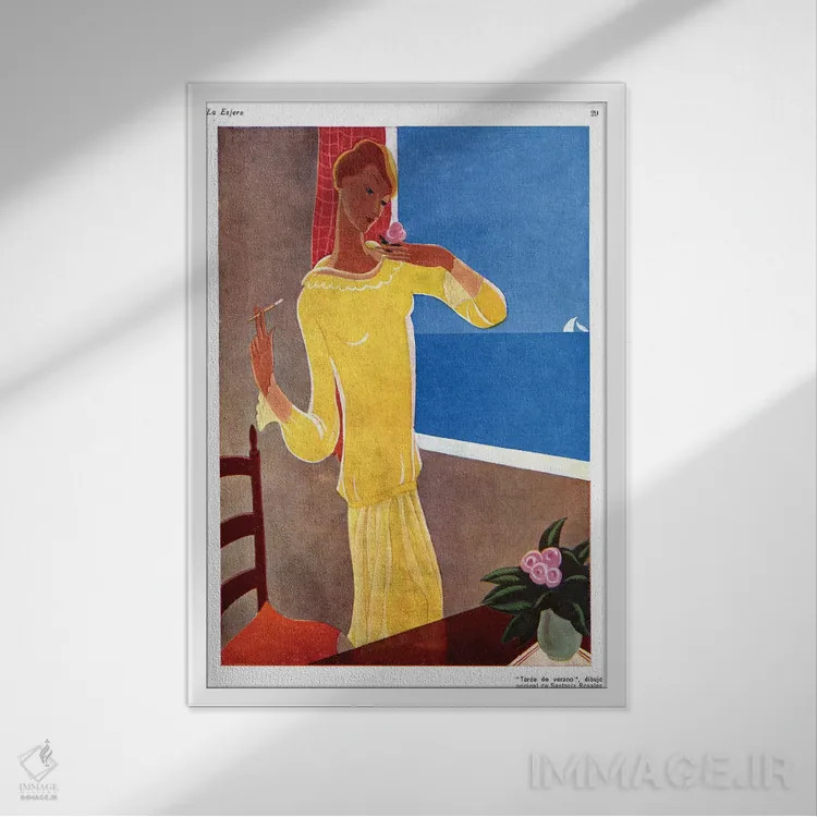 تابلو دکوراتیو تصویر صفحه مجله لا اسفرا دهه ۱۹۲۰ اثر آرشیو تبلیغات - نمای قابدار سفید