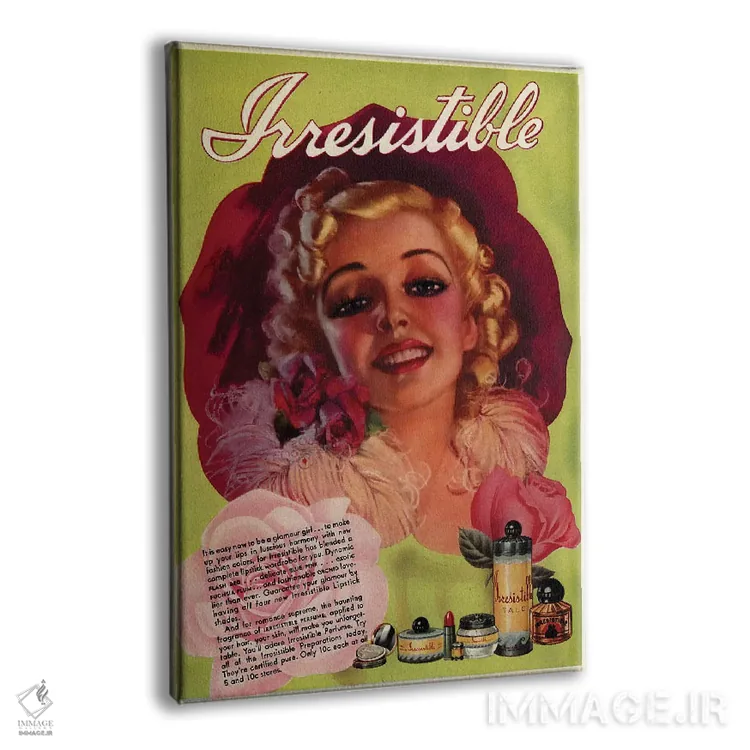 تابلو دکوراتیو آگهی عطر ایرزیستیبل دهه ۱۹۳۰ اثر آرشیو تبلیغات - نمای پرسپکتیو محصول