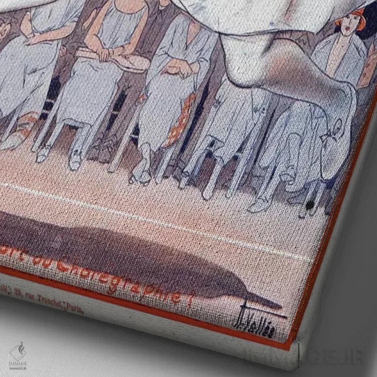 تابلو دکوراتیو جلد مجله لا وی پاریزین ۱۹۲۳ اثر آرماند واله - نمای نزدیک بافت بوم