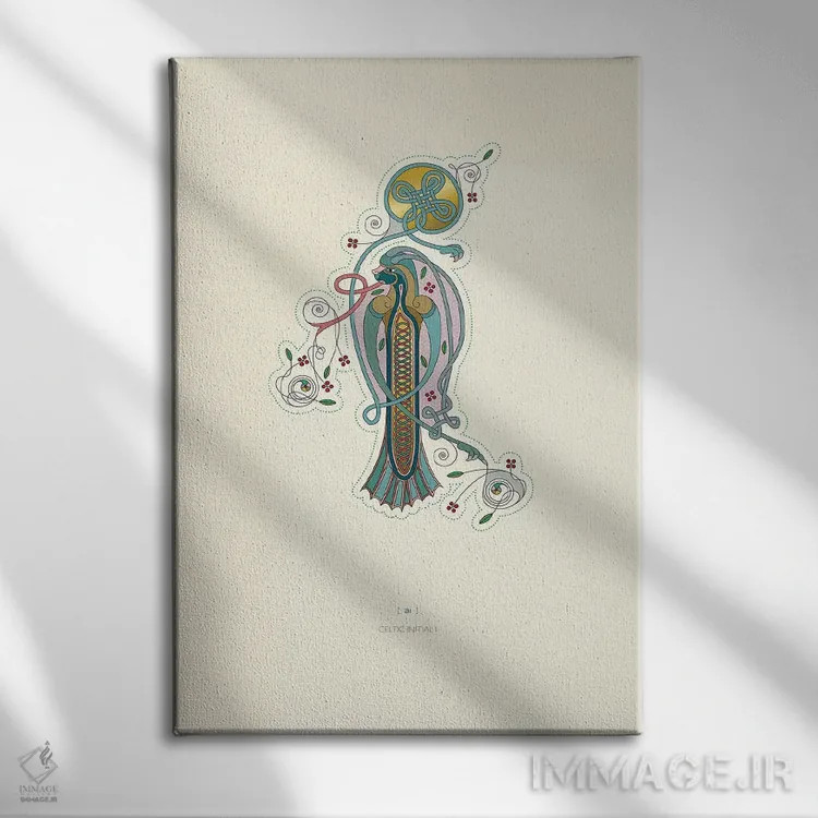 تابلو دکوراتیو حرف ابتدایی سلتیک I اثر توت آدان - نمای روبهرو روی دیوار