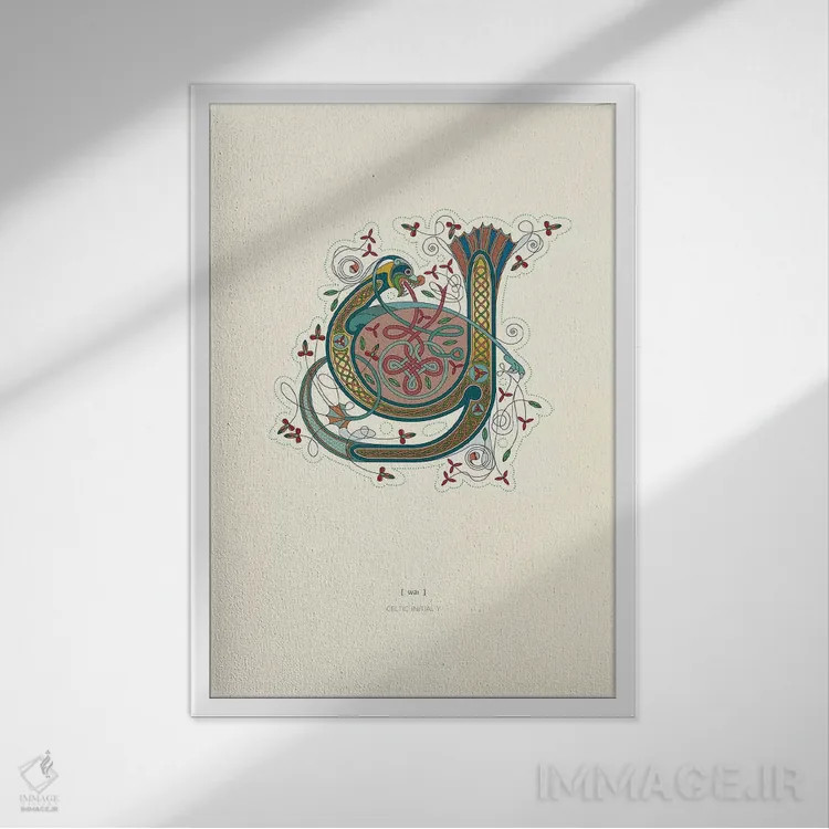 تابلو دکوراتیو حرف ابتدایی سلتیک Y اثر توت آدان - نمای قابدار سفید