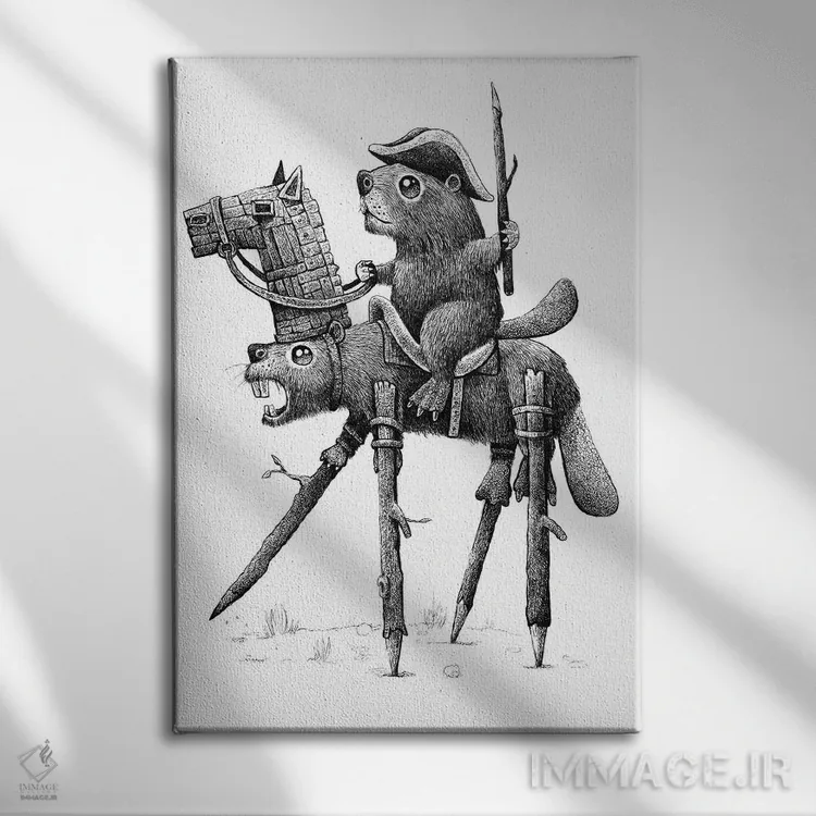 تابلو دکوراتیو سواره نظام سگ آبی اثر تیم آندراکا - نمای روبهرو روی دیوار