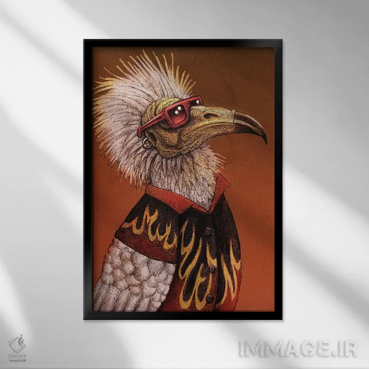 تابلو دکوراتیو لاشخور مزه اثر تیم آندراکا - نمای قابدار مشکی