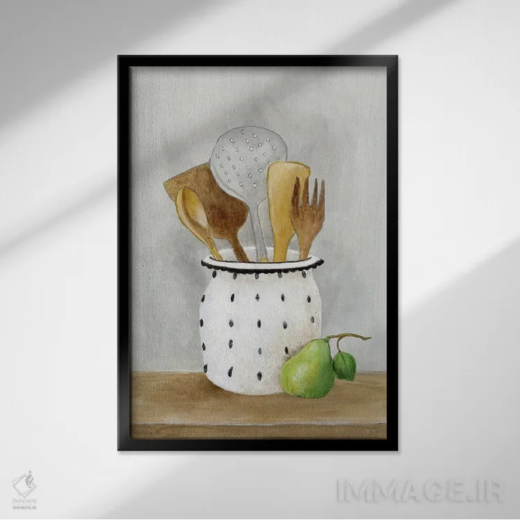 تابلو دکوراتیو آشپزخانه روستایی ۱ اثر توا استودیوز - نمای قابدار مشکی